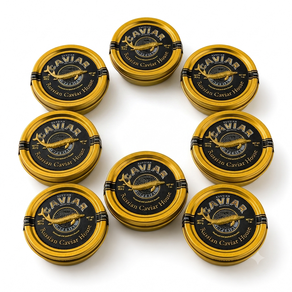 Russian Imperial Caviar (240g) – Premium Malossol Caviar - Set of 8
